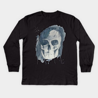 Watercolor Skull Kids Long Sleeve T-Shirt